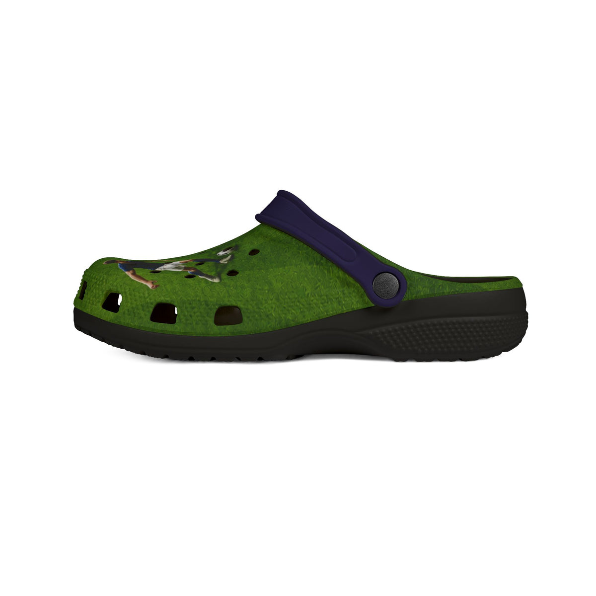 Soccer Players EVA Foam Clogs — Green All-Over-Print Football Shoes