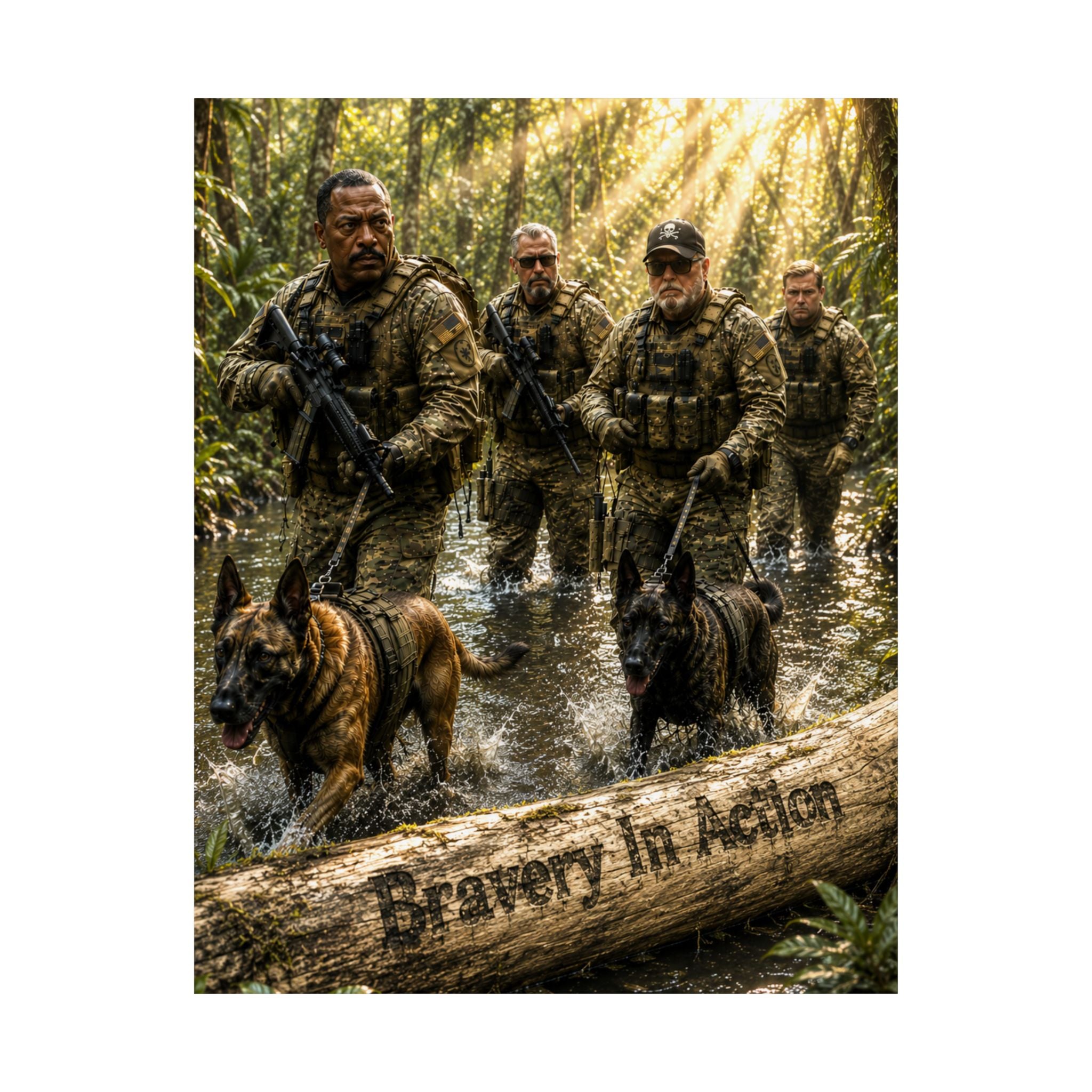 Military K9 Team Satin Poster – "Bravery In Action" Wall Art (210gsm)