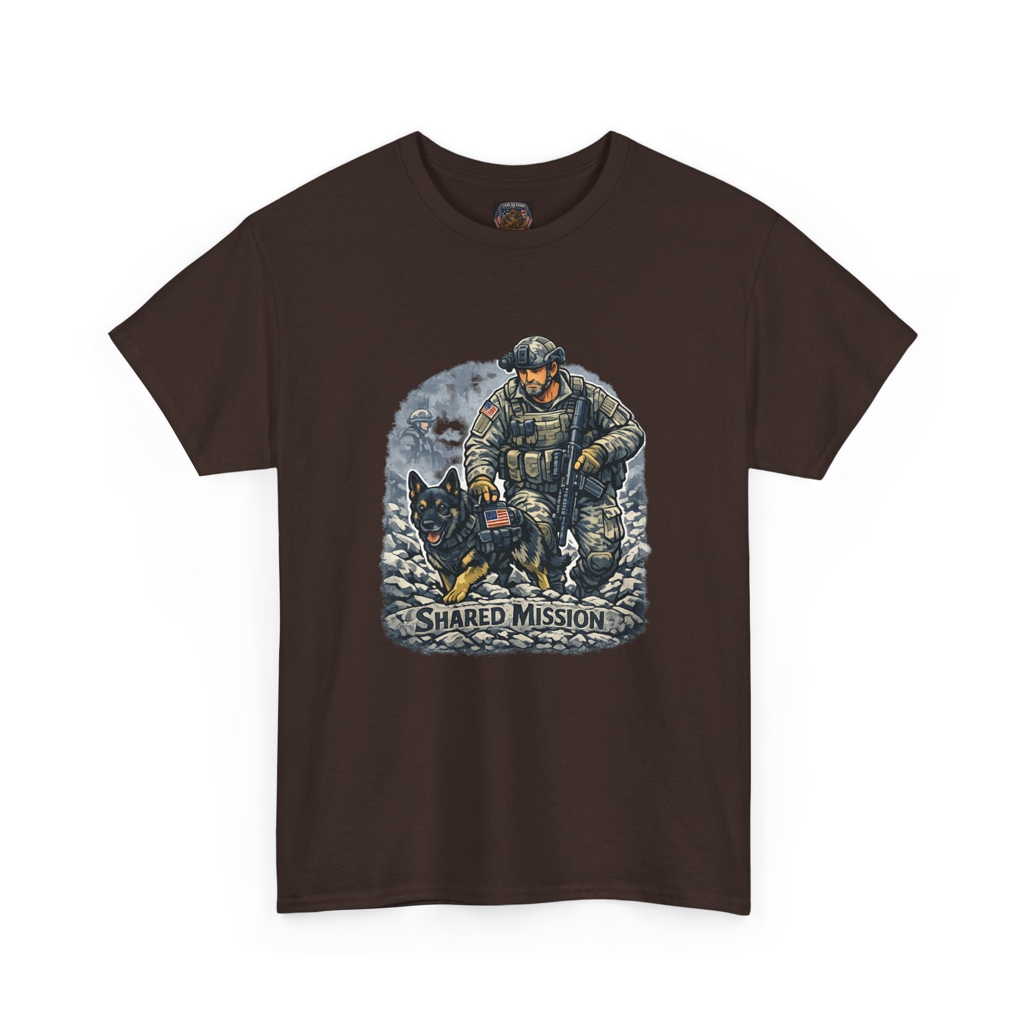 Military K9 T‑Shirt – 'Shared Mission' Soldier & German Shepherd Tribute Tee