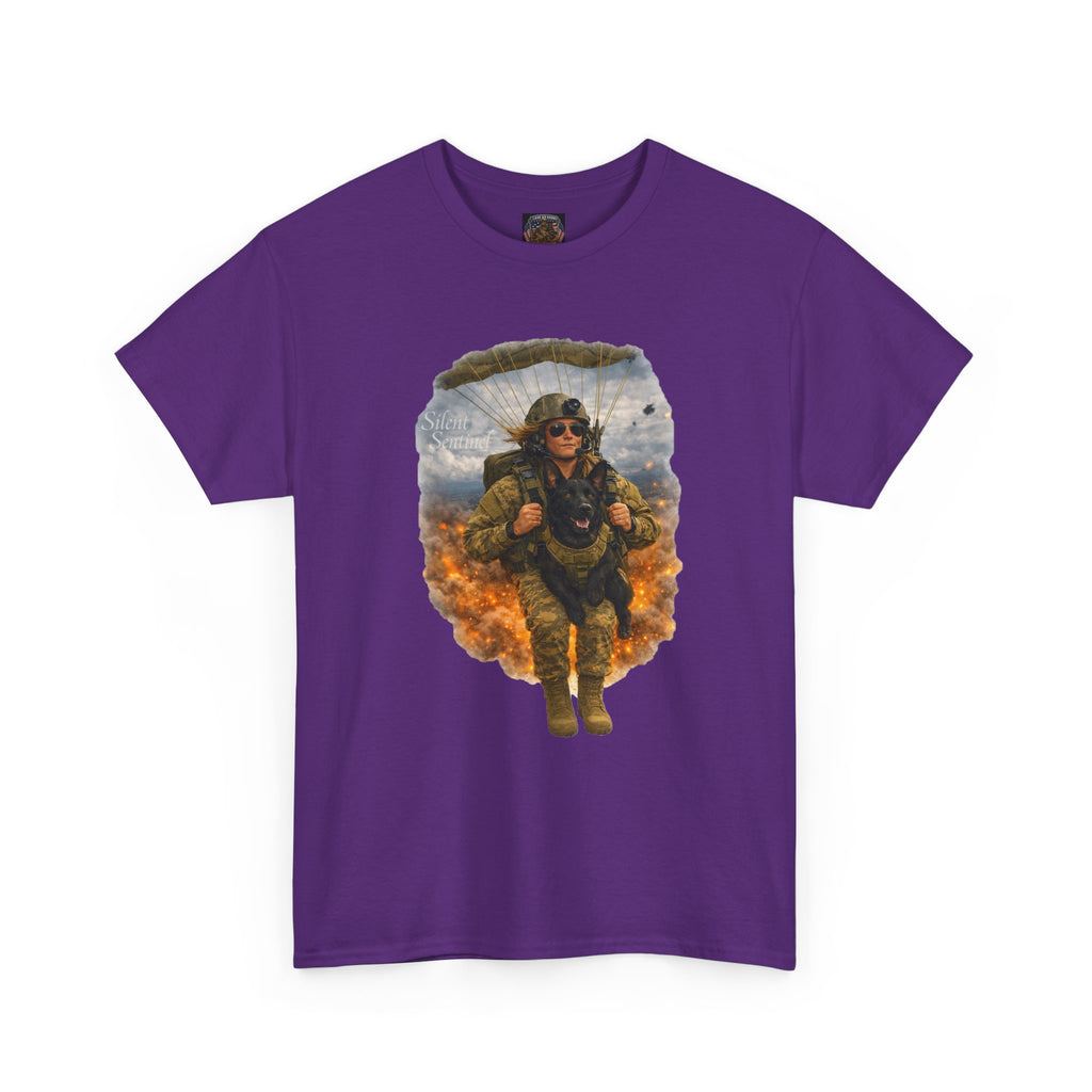 Parachute Trooper Graphic Tee — Military Jump Woman Soldier Design