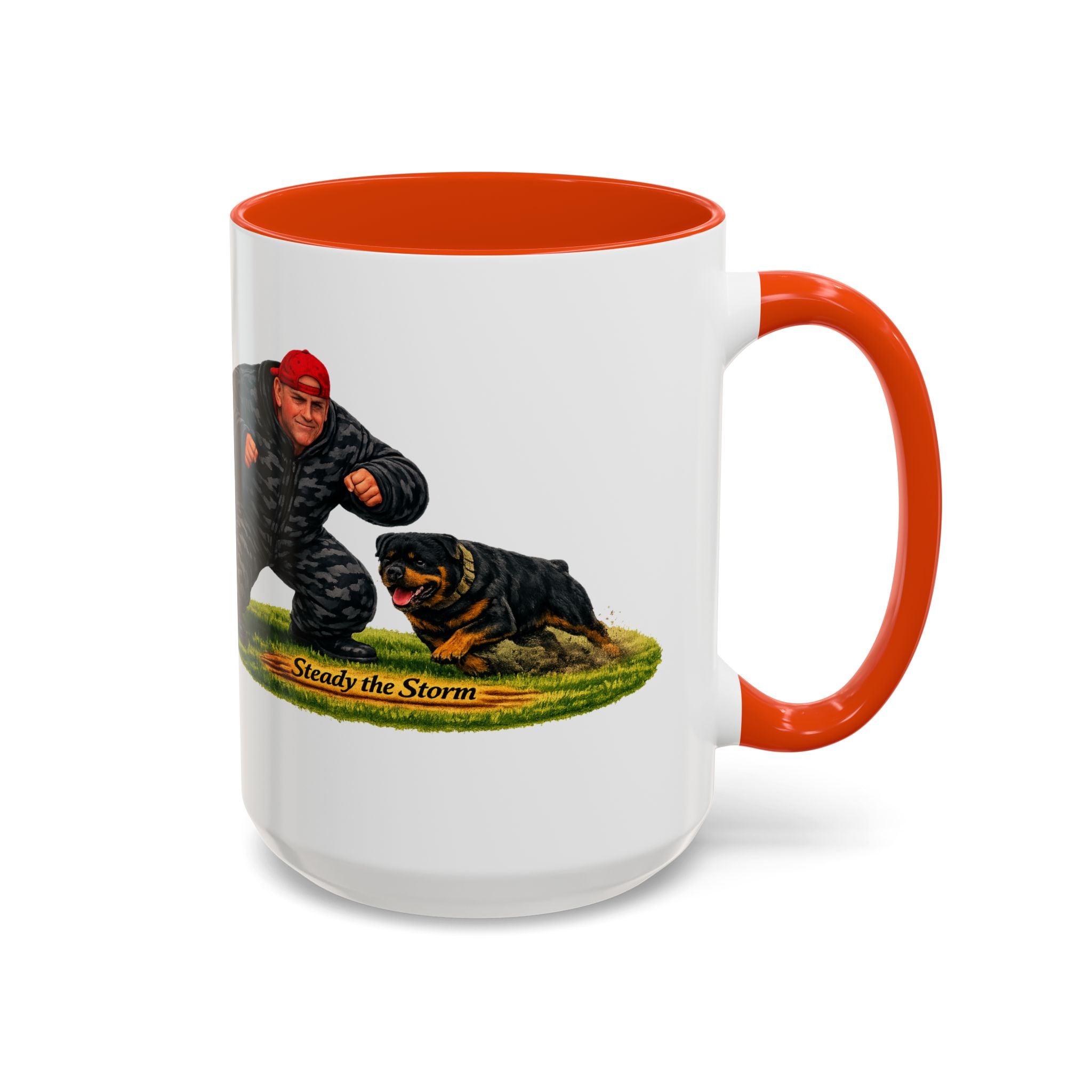 Steady the Storm Rottweiler & Handler Coffee Mug — Dog Lover Gift (11oz/15oz)