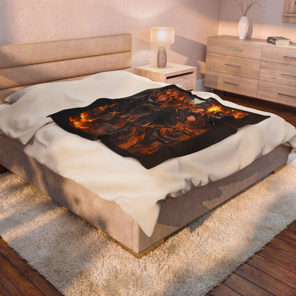 Police K9 Tactical Team Velveteen Plush Blanket — Urban Rescue Squad Design
