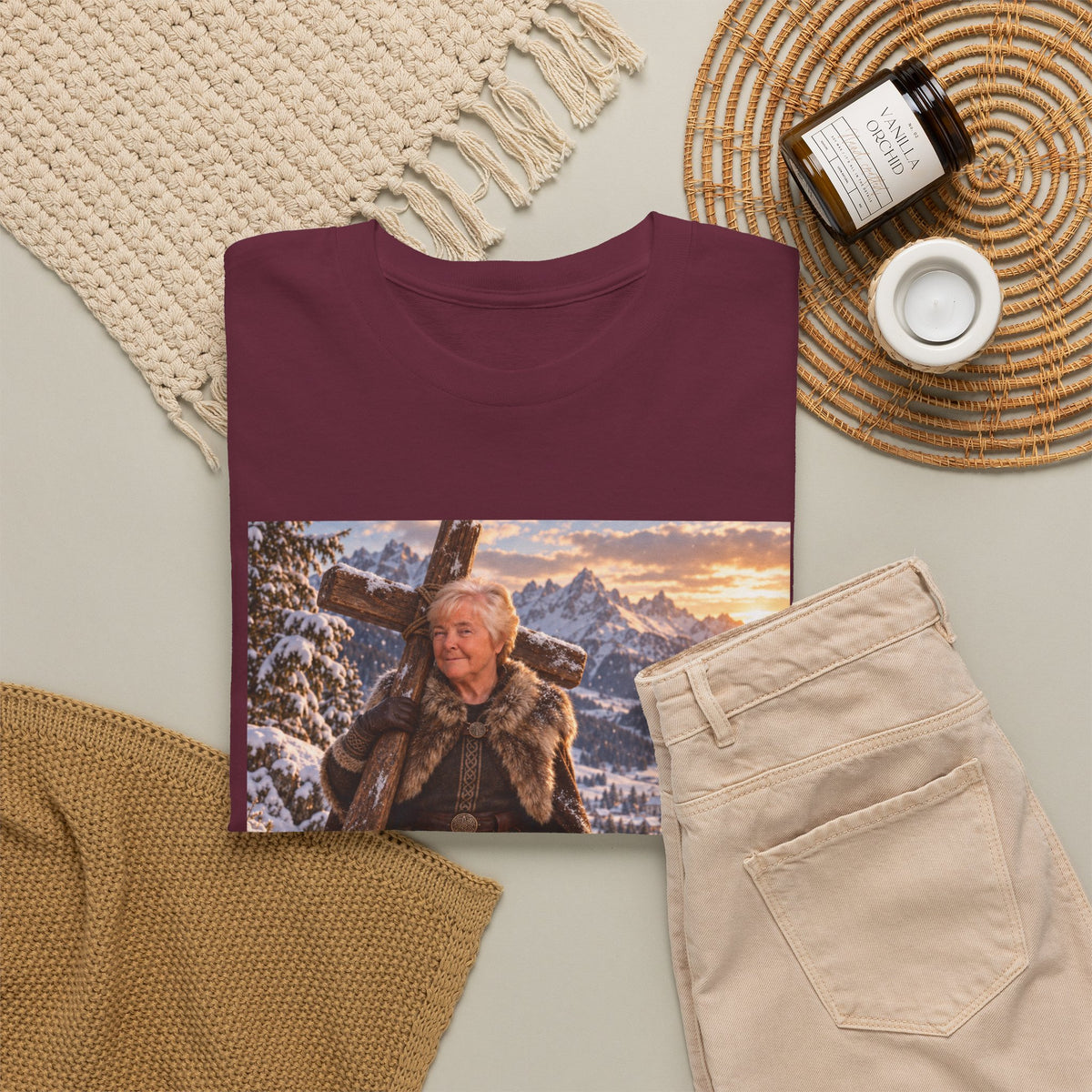 Winter Faith Warrior T‑Shirt — Explorer with Malinois Dog Scenic Graphic Tee