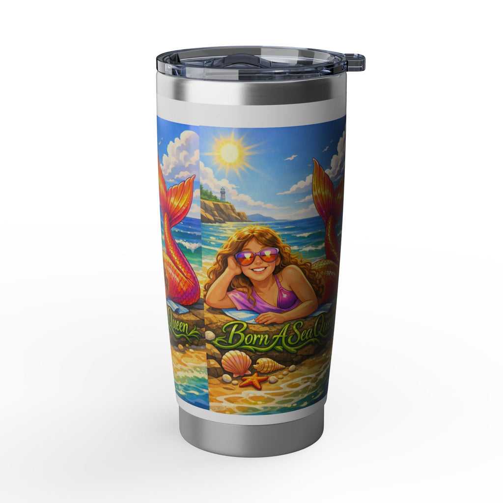 Mermaid Tumbler — "Born A Sea Queen" 20oz Insulated Travel Cup