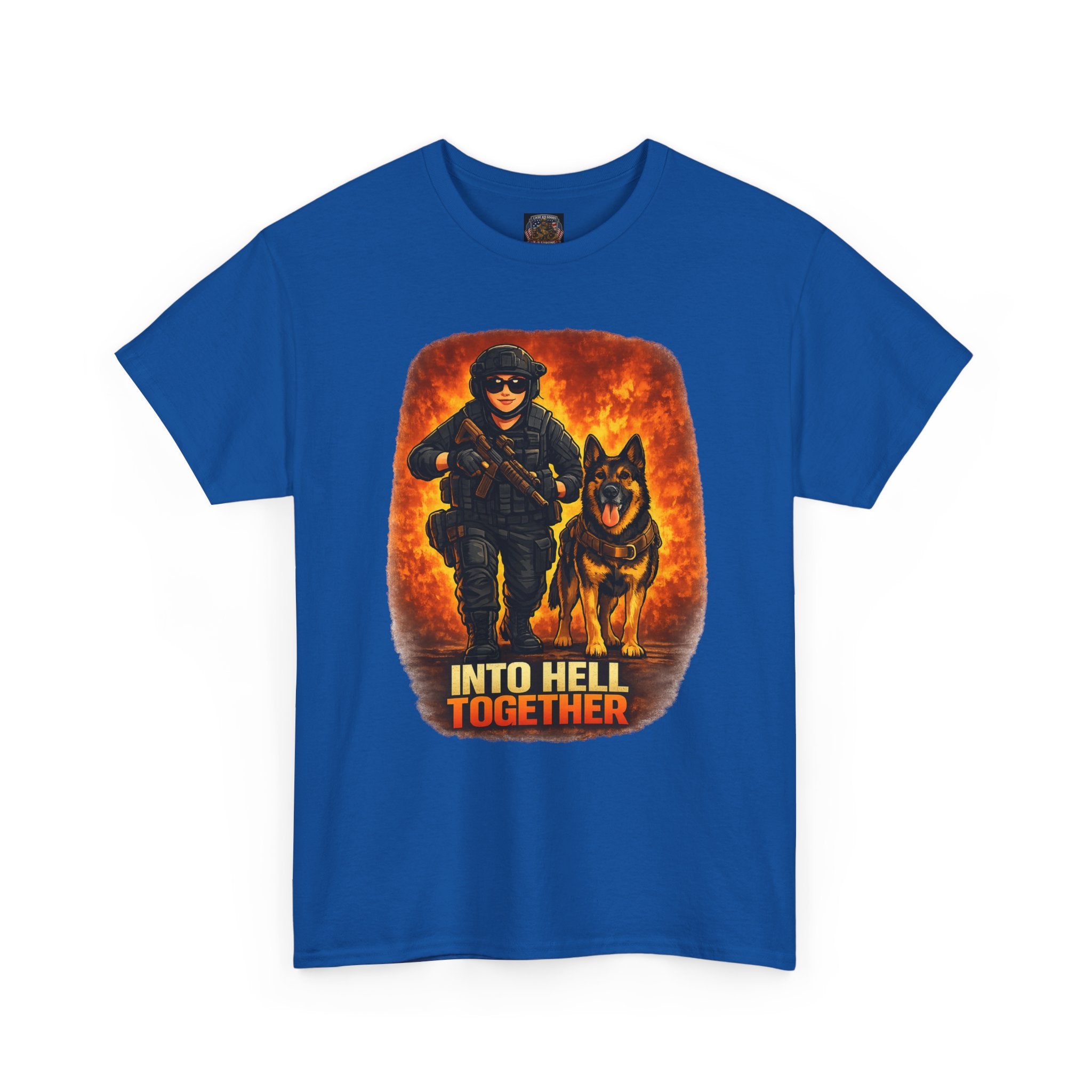 T-Shirt — "Into Hell Together" Firefighter & K9 Rescue Graphic Tee