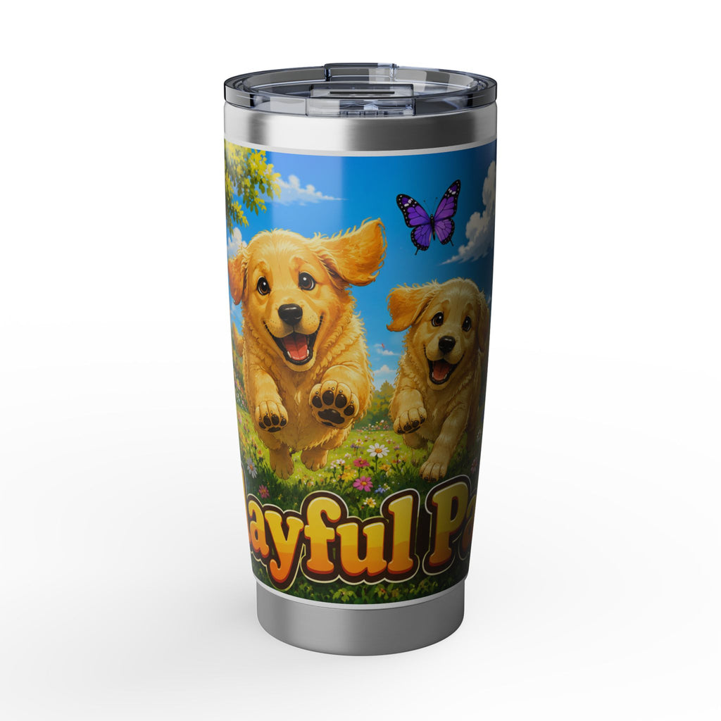 Playful Pups 20oz Tumbler – Cute Golden Retriever Dog Travel Cup