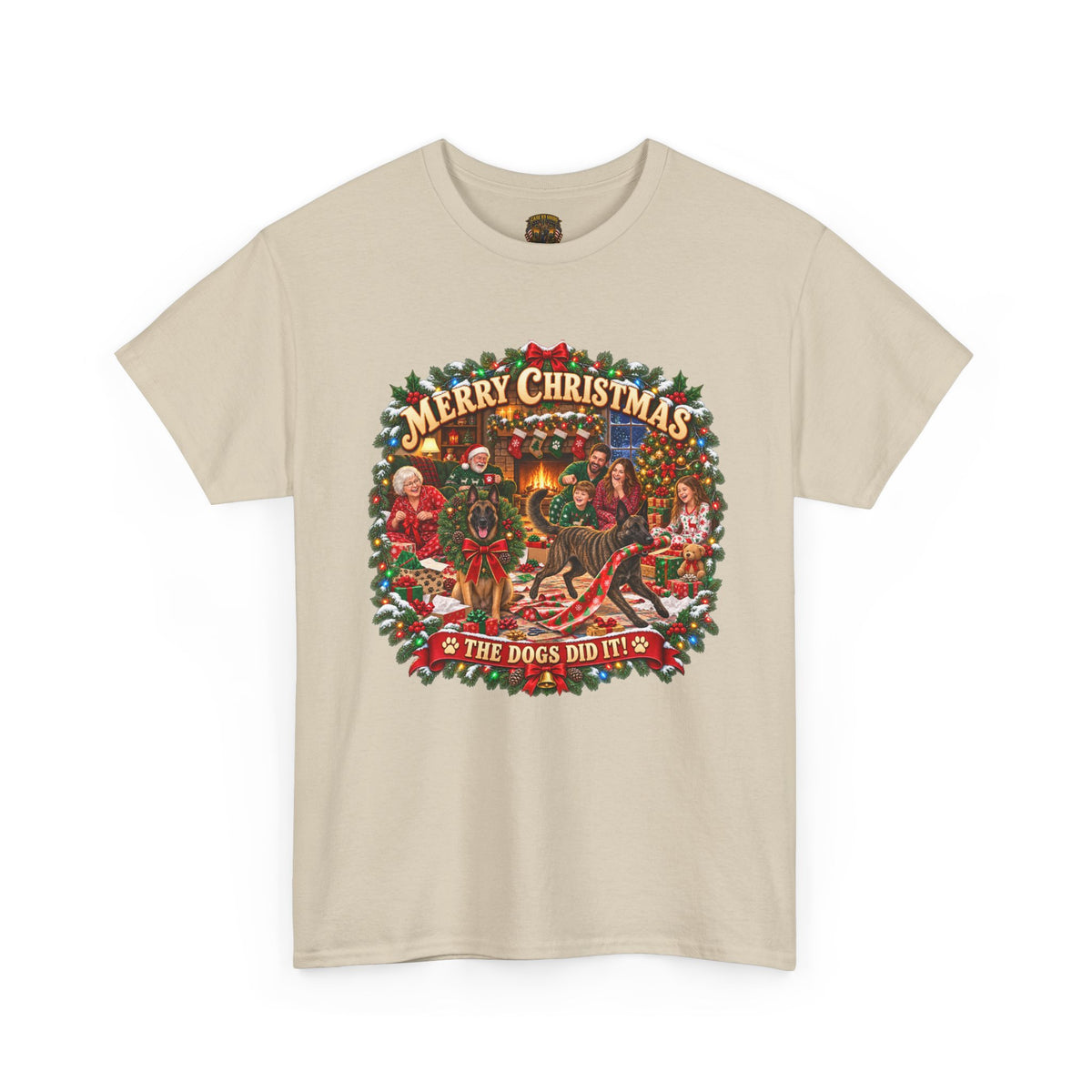 Christmas Dogs Tee Dutch Shepherd Dog — "Merry Christmas the Dogs Did It" Vintage Holiday Shirt