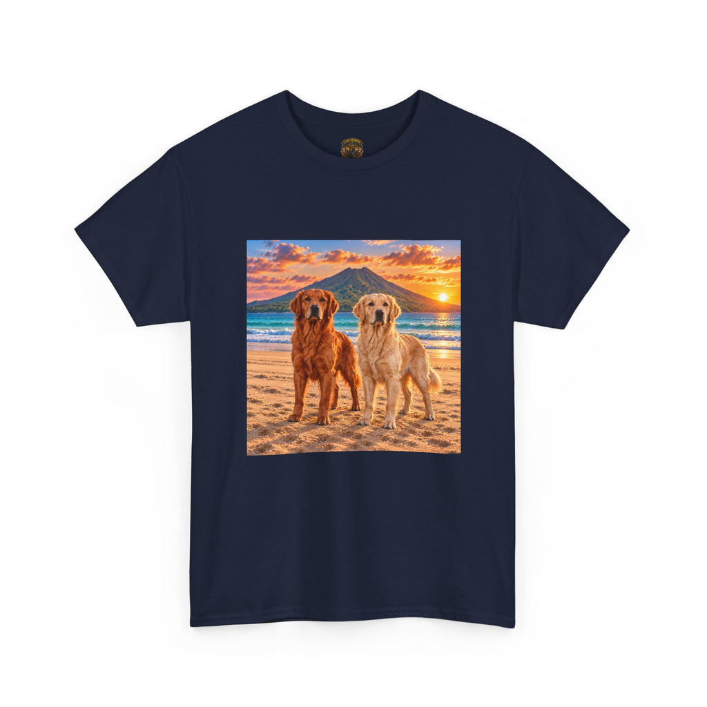 Golden Retrievers on Beach Sunset T-Shirt