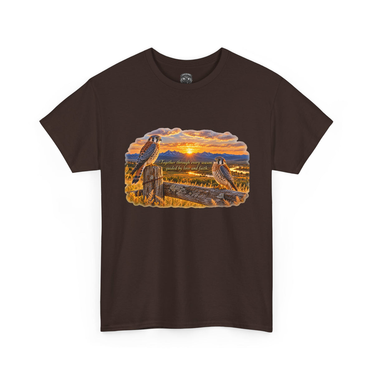 Desert Sunset Kestrels T-Shirt — Prairie Sunrise Hawk Pair Tee