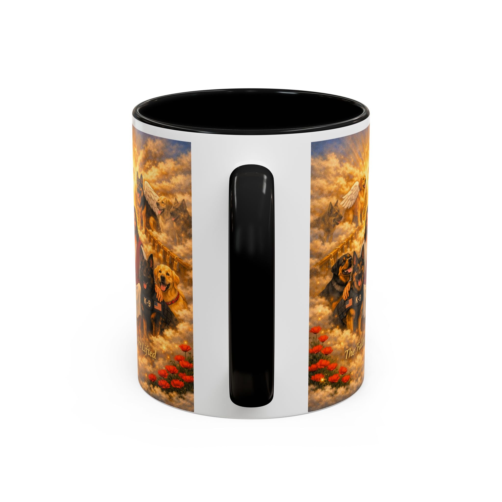 Christian Dog Memorial Coffee Mug — “The Fallen Are Lifted” Accent 11/15oz