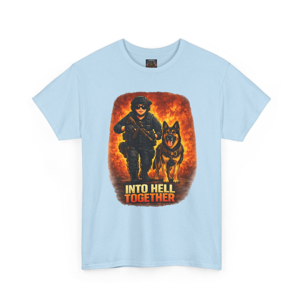 T-Shirt — "Into Hell Together" Firefighter & K9 Rescue Graphic Tee