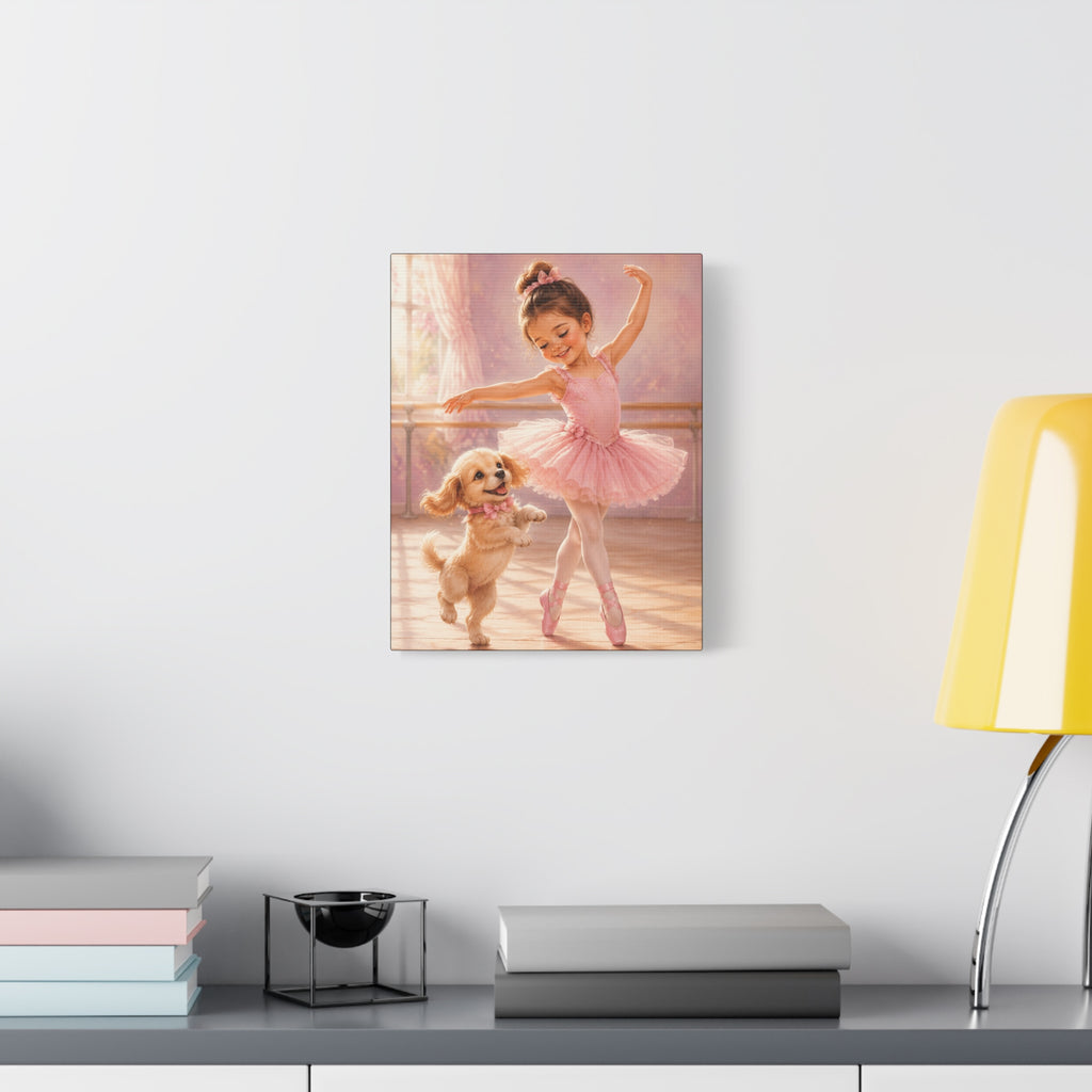 Ballerina Puppy Canvas Wall Art — Matte Stretched 1.25"