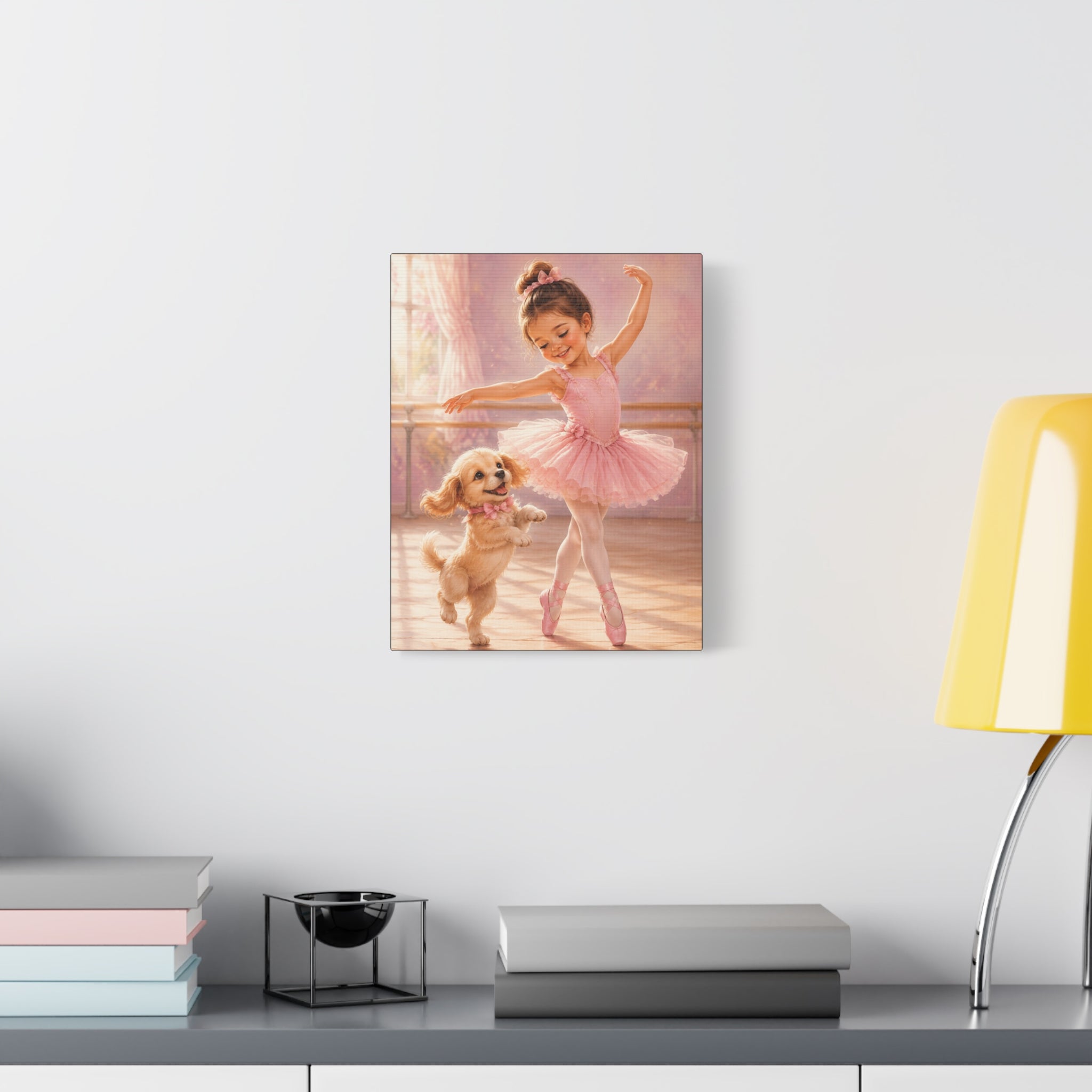 Ballerina Puppy Canvas Wall Art — Matte Stretched 1.25"