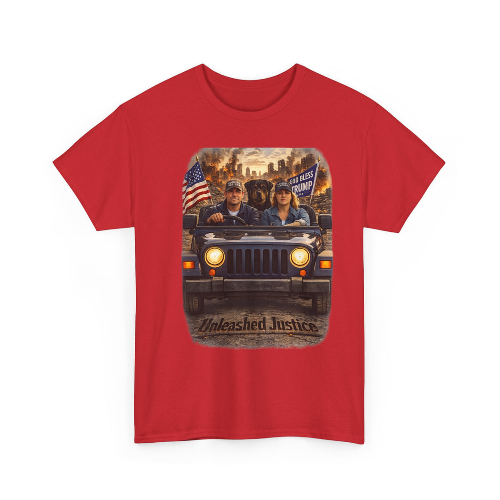 Unleashed Justice Jeep Tee – Patriotic American Flag Graphic T-Shirt