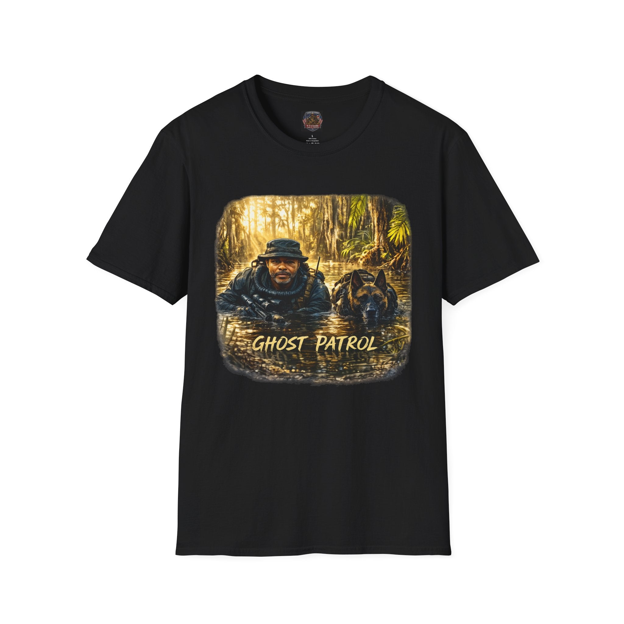 Ghost Patrol T‑Shirt — Tactical Swamp K-9 Rescue Graphic Tee