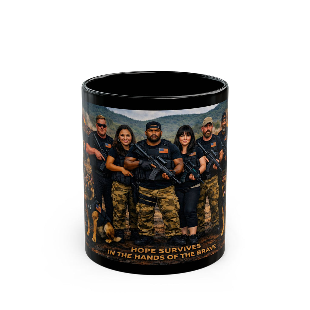 Veteran Rescue Team Black Mug — “Hope Survives in the Hands of the Brave” 11oz/15oz