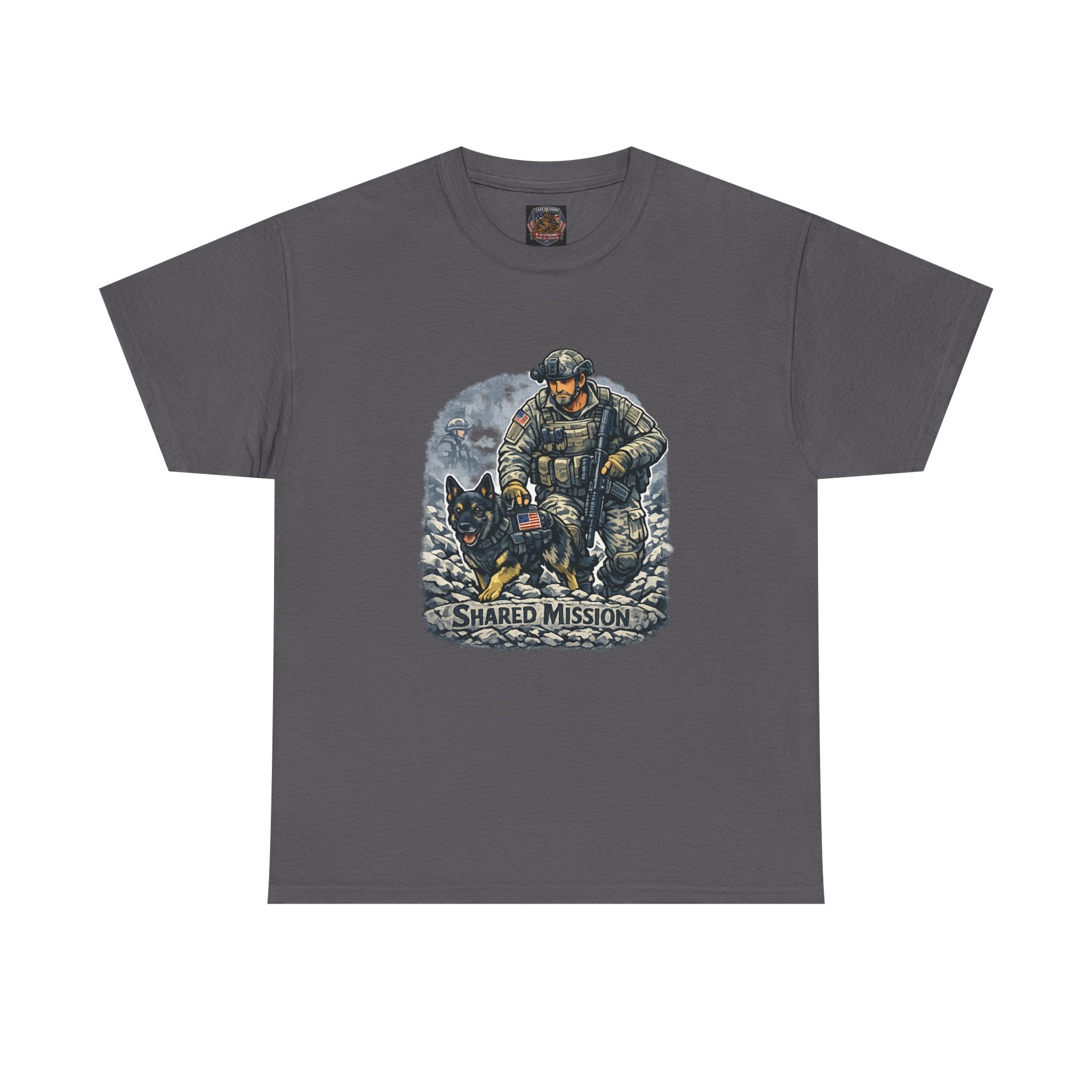 Military K9 T‑Shirt – 'Shared Mission' Soldier & German Shepherd Tribute Tee