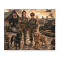 Military Women K9 Medics & Service Dogs Matte Canvas Print — Vintage Wartime Field Hospital Wall Art