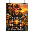 Rolled Poster — "Making Memories" Motorcycle Rider & Dog Sunset Art