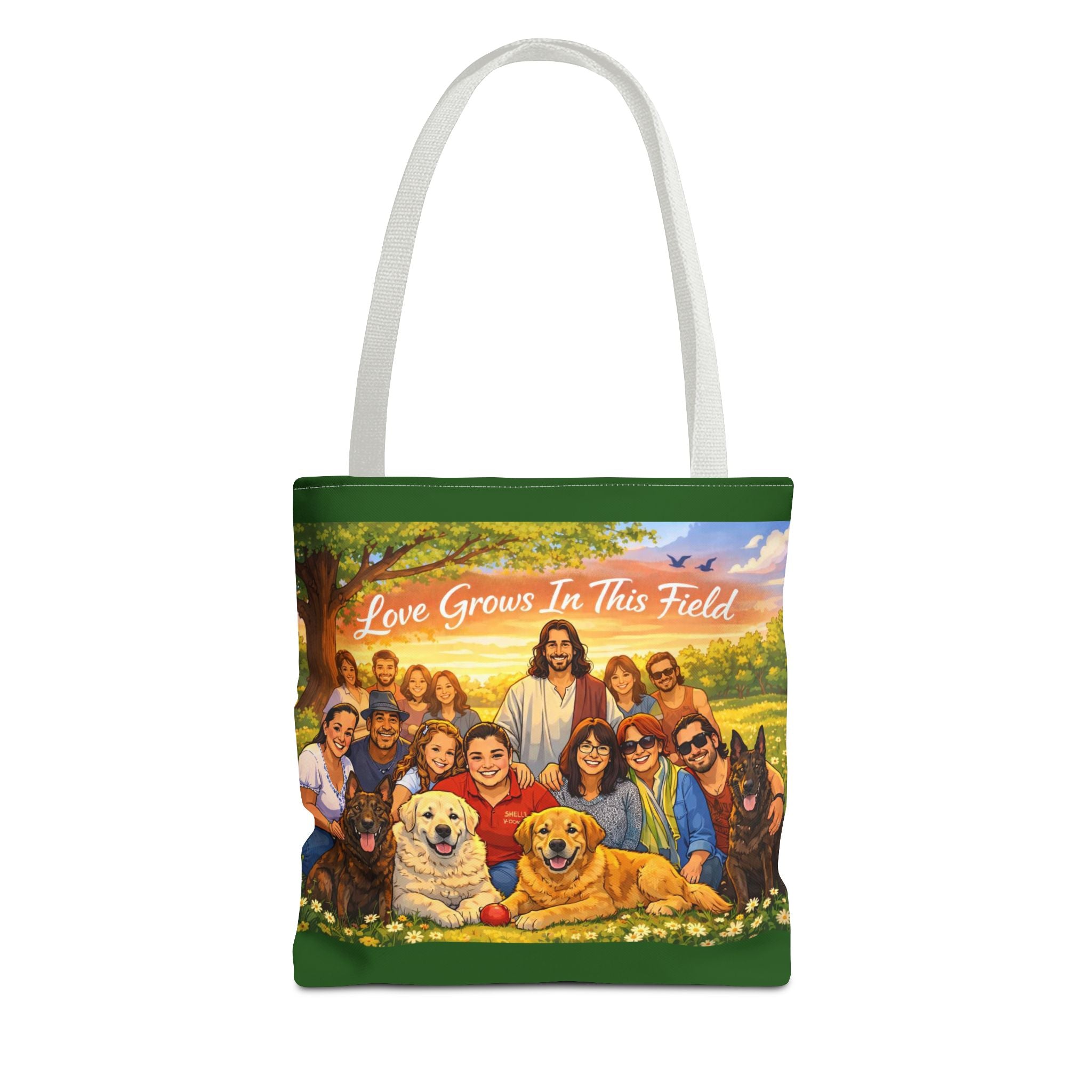 Love Grows In This Field Tote Bag — Jesus & Dogs Inspirational Art Tote