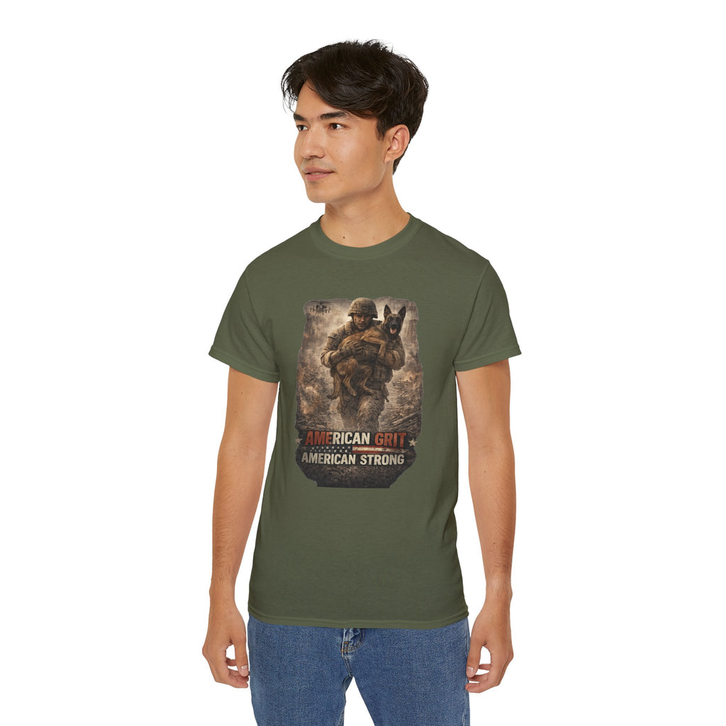 American Grit American Strong T-Shirt — Patriotic Military K9 Tee