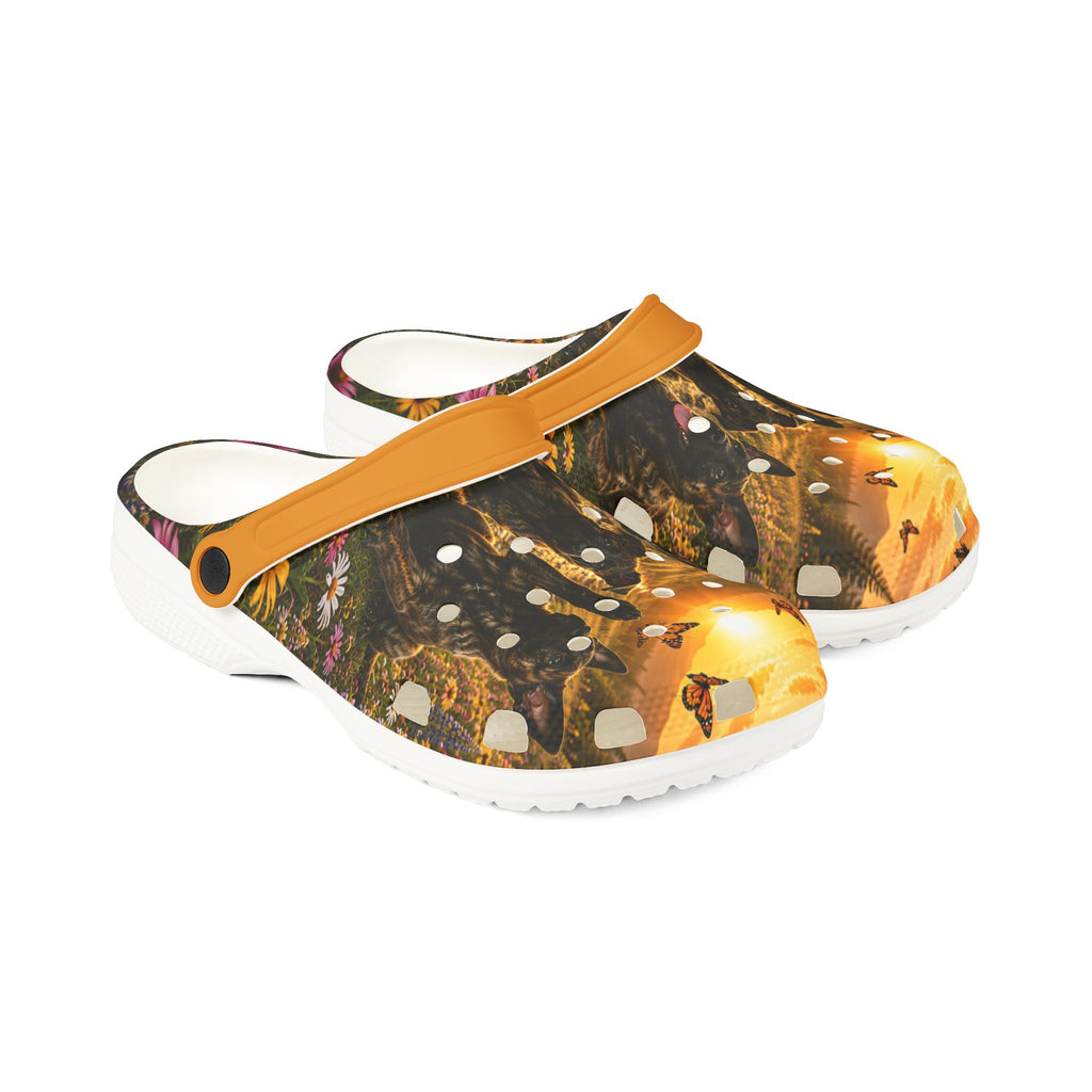 Dutch Shepherd Puppies Sunset EVA Foam Clogs — Lightweight Garden & Beach Slip-Ons