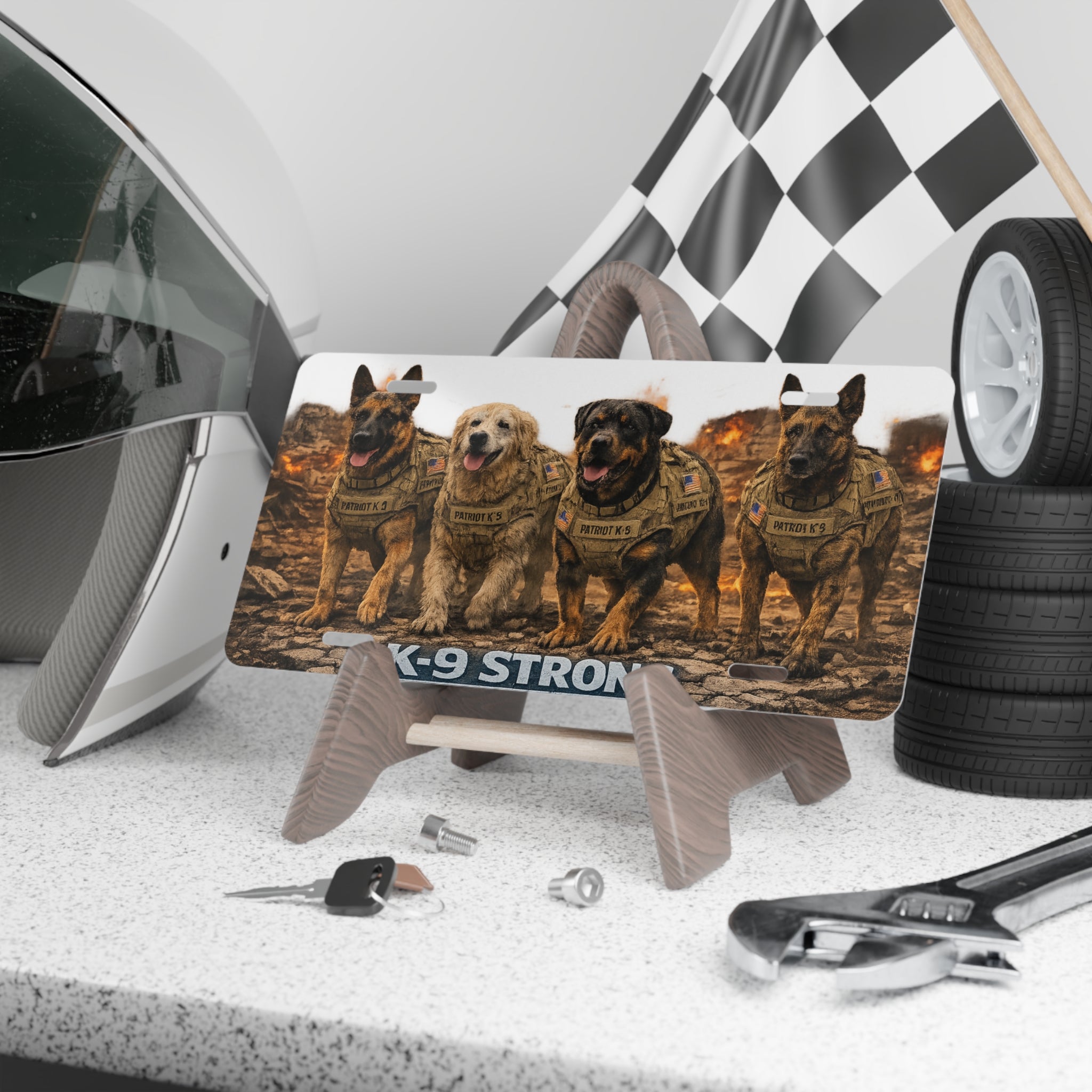 K-9 Strong Aluminum Vanity Plate — Tactical Service Dog License Plate