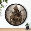 Military K9 Rescue Wall Clock — Soldier Holding Service Dog