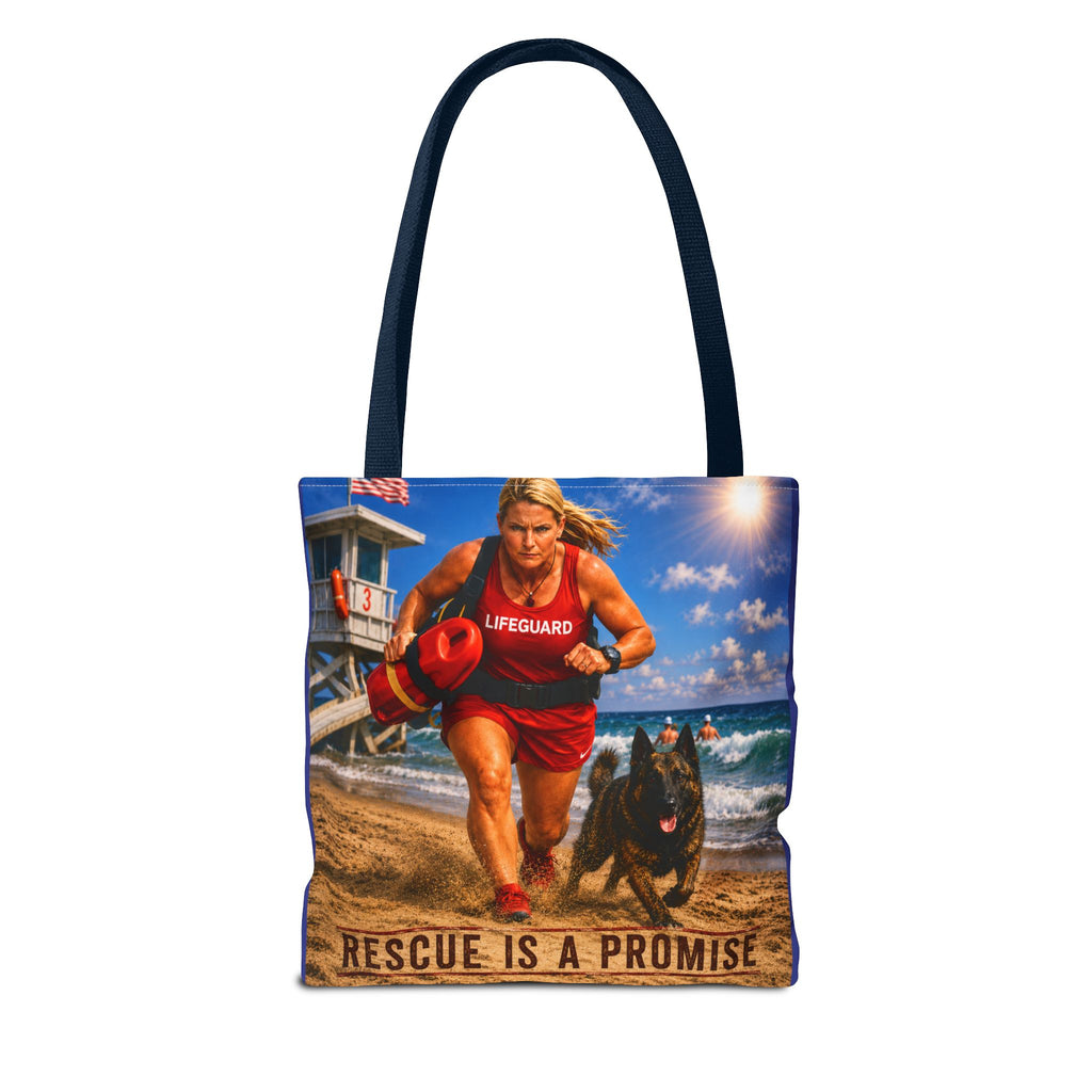 Lifeguard Rescue Tote Bag – "Rescue Is a Promise" Beach Tote