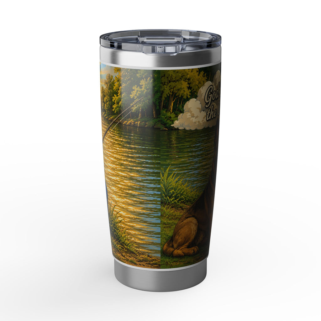 20oz Tumbler — 'Raised on Freedom' Cowboy & Rottweiler Travel Mug