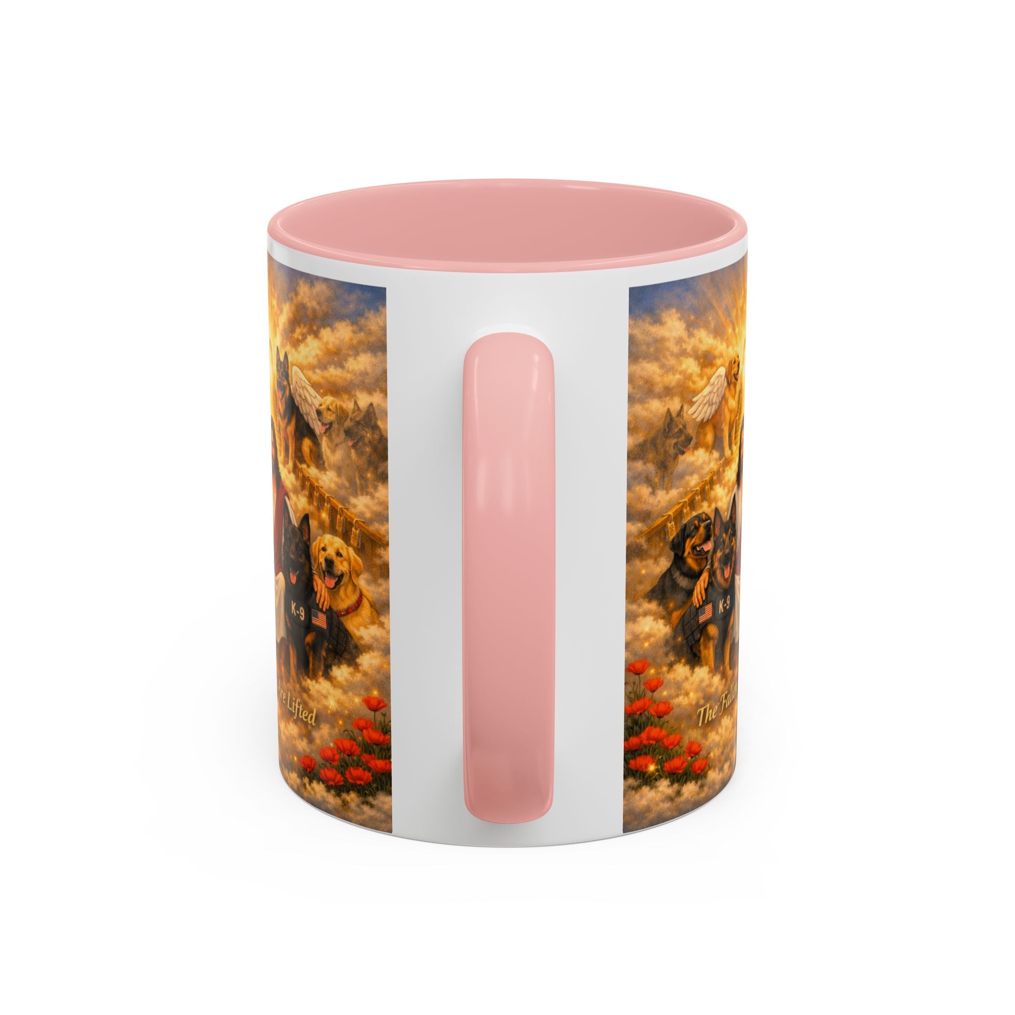 Christian Dog Memorial Coffee Mug — “The Fallen Are Lifted” Accent 11/15oz