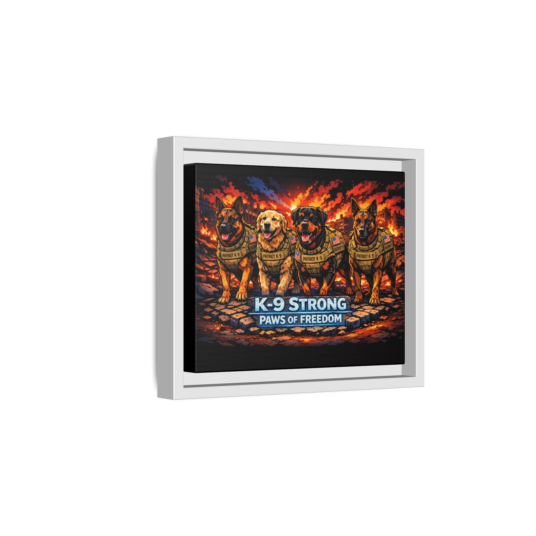 K-9 Strong "Paws of Freedom" Framed Matte Canvas