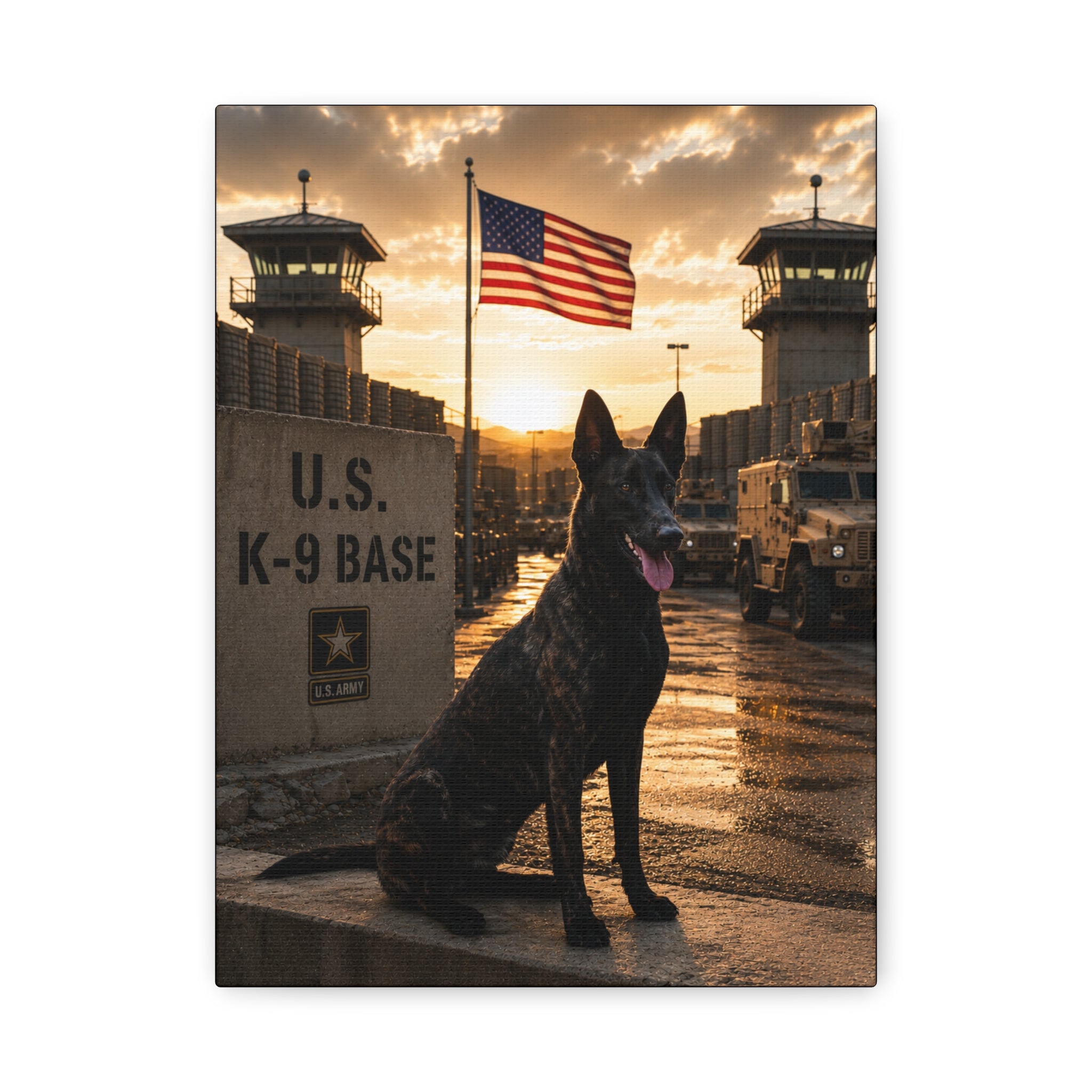 Military K-9 Canvas Print — Patriotic U.S. K-9 Base Wall Art