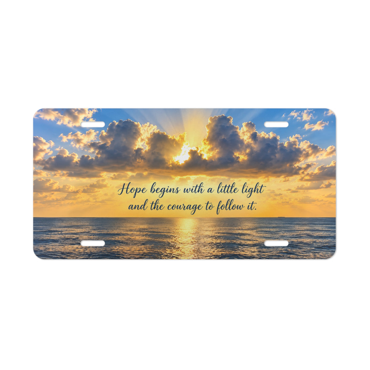 Hope Begins with a Little Light Inspirational Ocean Vanity Plate