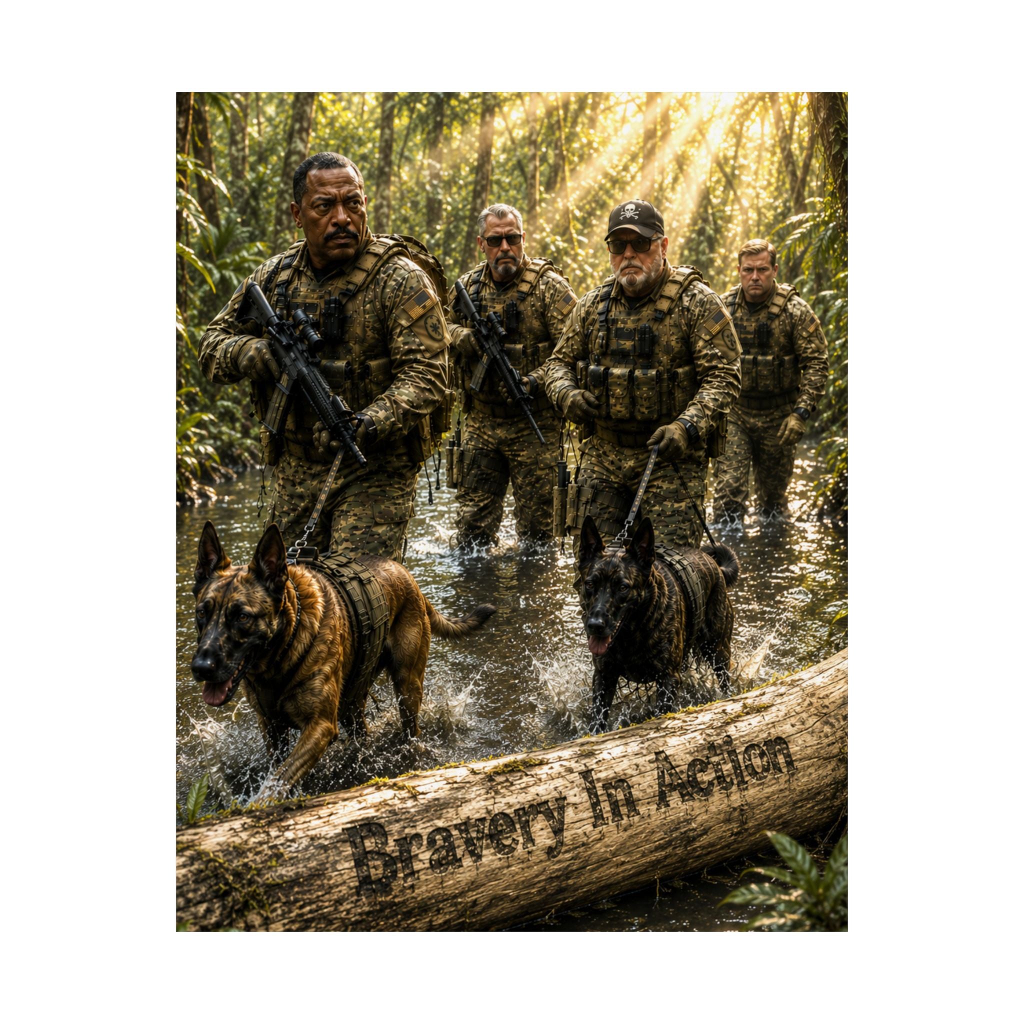 Military K9 Team Satin Poster – "Bravery In Action" Wall Art (210gsm)