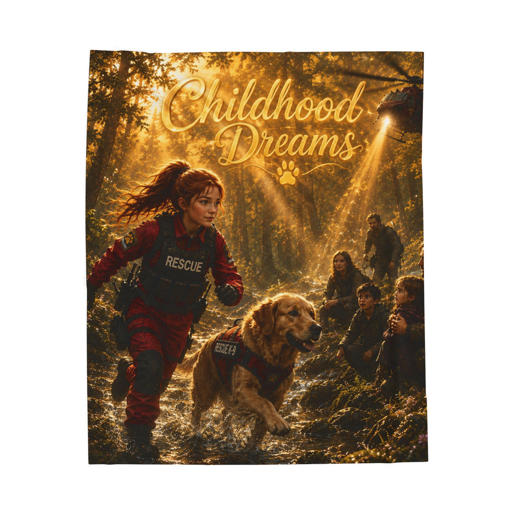 Childhood Dreams Velveteen Plush Blanket – Rescue Dog Adventure Throw
