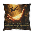 Faith Comfort Outdoor Pillow – Psalm 37:24 Inspirational Garden Cushion