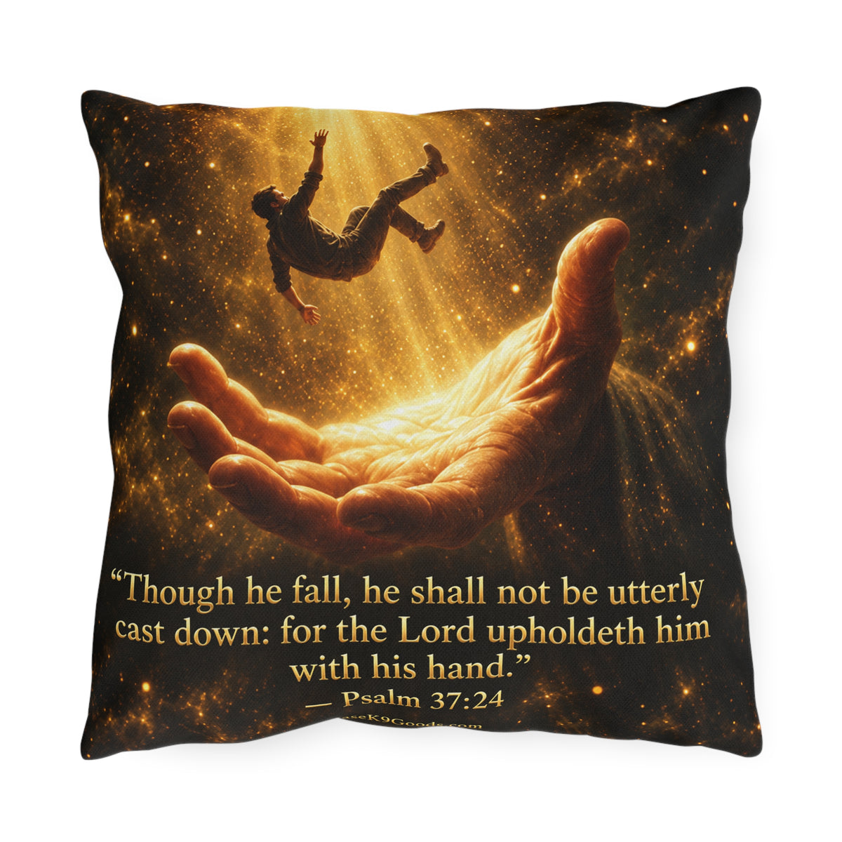 Faith Comfort Outdoor Pillow – Psalm 37:24 Inspirational Garden Cushion