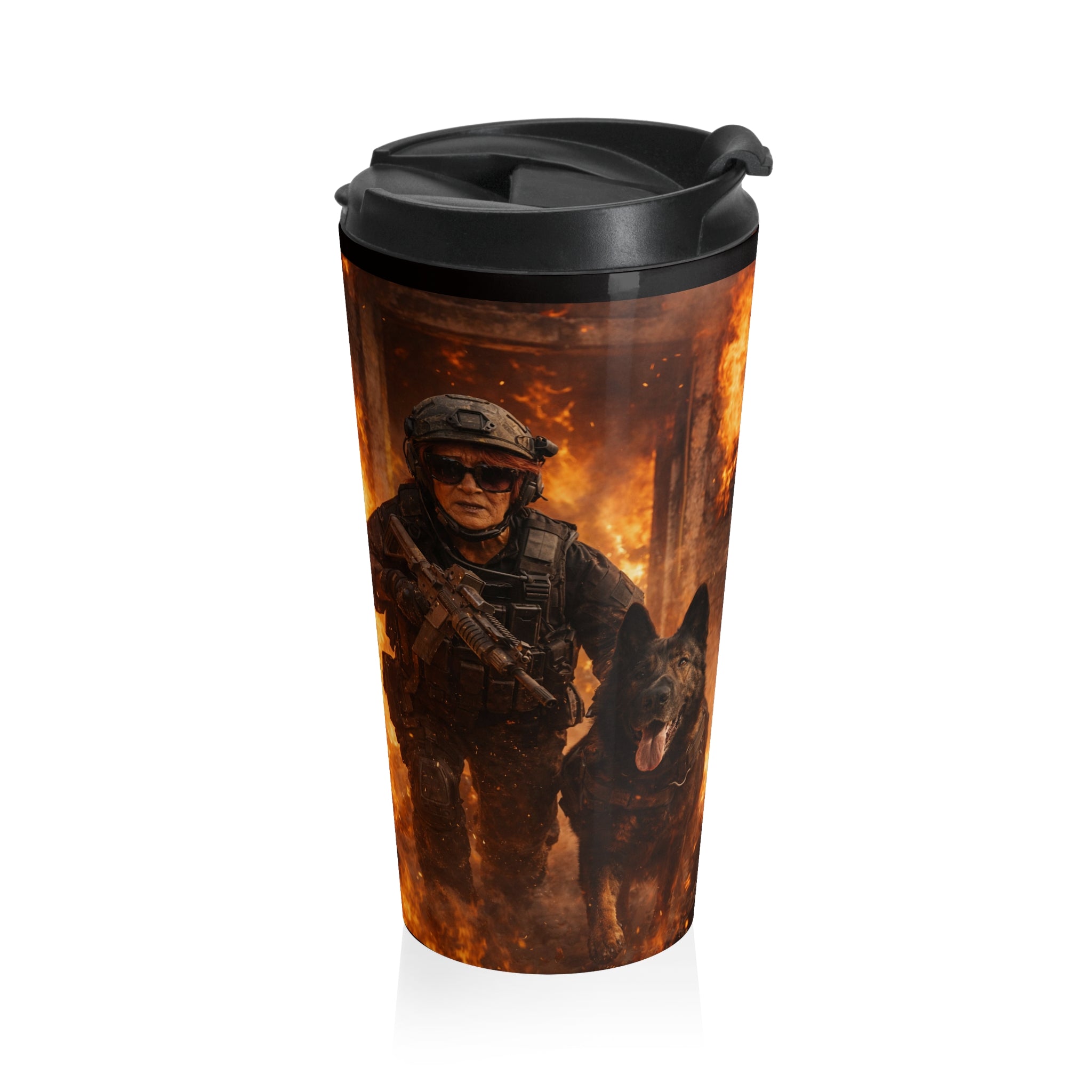 Wolf Flames Stainless Steel Travel Mug – Fire Wolf Insulated Tumbler