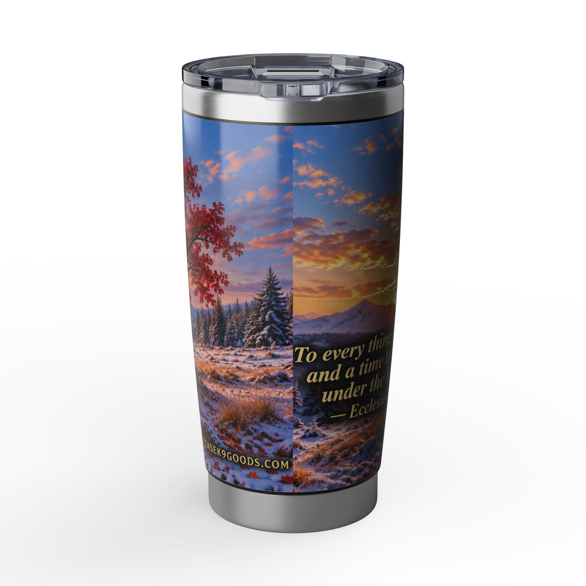 Inspirational  Scripture Autumn Tree 20oz Tumbler — "To every thing there is a season" Travel Mug
