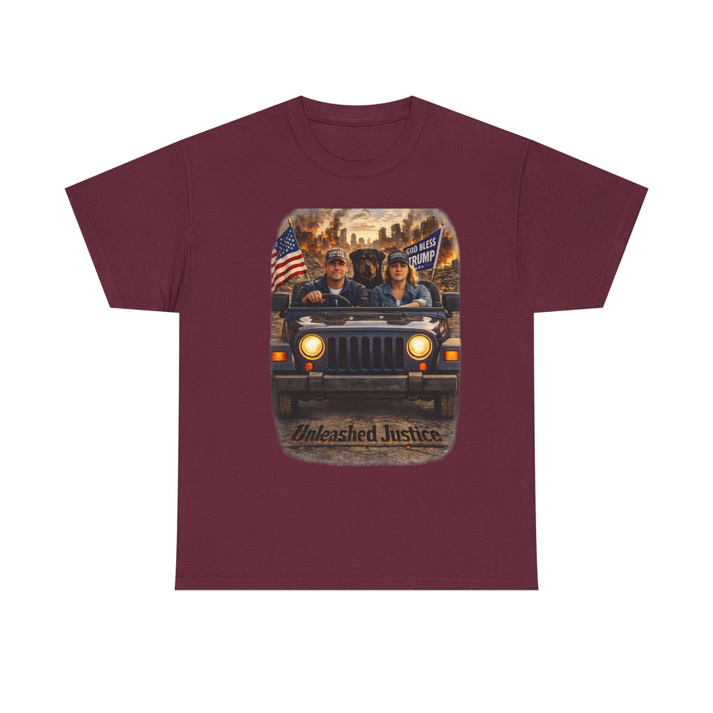 Unleashed Justice Jeep Tee – Patriotic American Flag Graphic T-Shirt