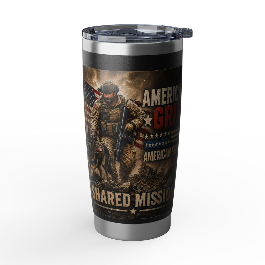 American Grit 20oz Tumbler - Patriotic K9 Veteran Tribute