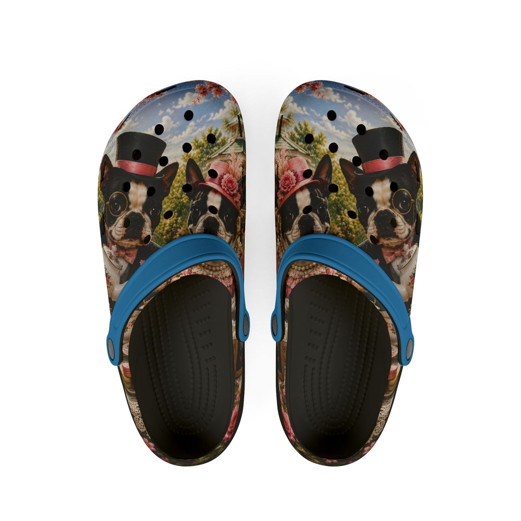 Floral Boston Terrier EVA Clogs — Comfortable Garden Slip-On Shoes