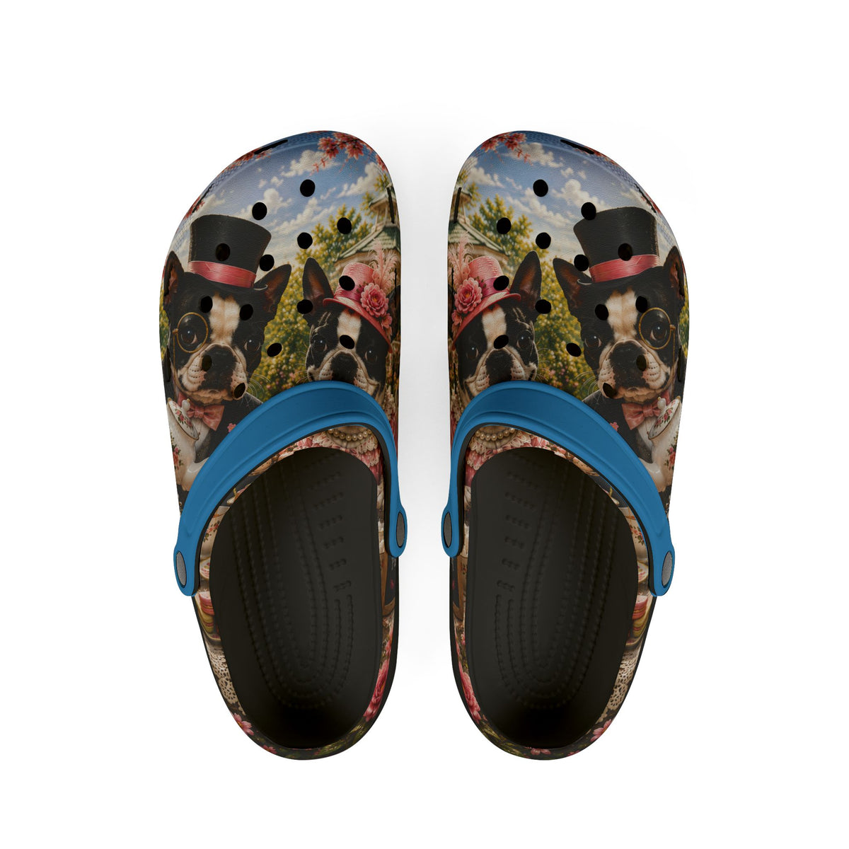 Floral Boston Terrier EVA Clogs — Comfortable Garden Slip-On Shoes