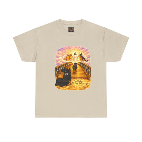 "The Fallen Are Lifted" Christian Faith K-9 T‑Shirt Religious Resurrection Tee