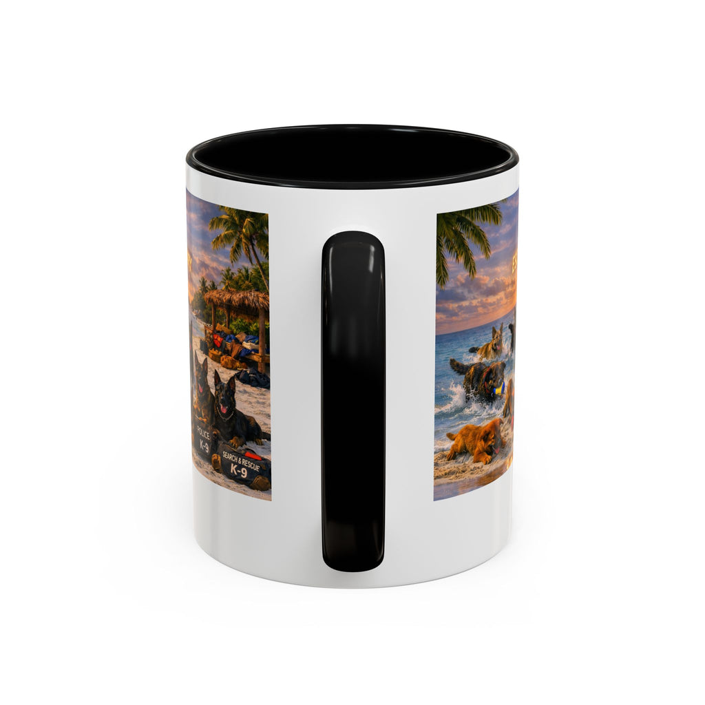 Dutch Shepherd Beach Coffee Mug — "Escape Is Temporary" Accent Mug (11/15oz)