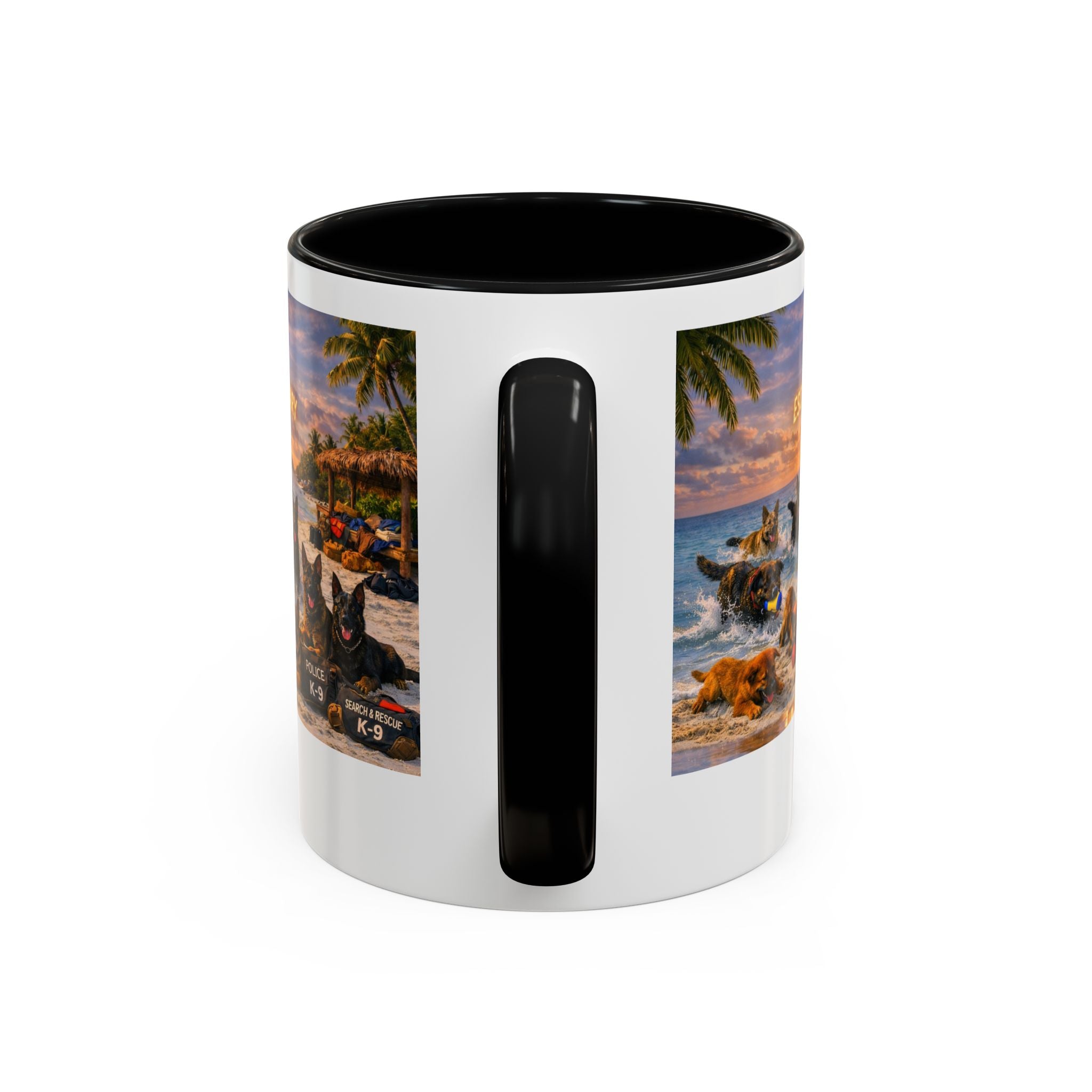 Dutch Shepherd Beach Coffee Mug — "Escape Is Temporary" Accent Mug (11/15oz)