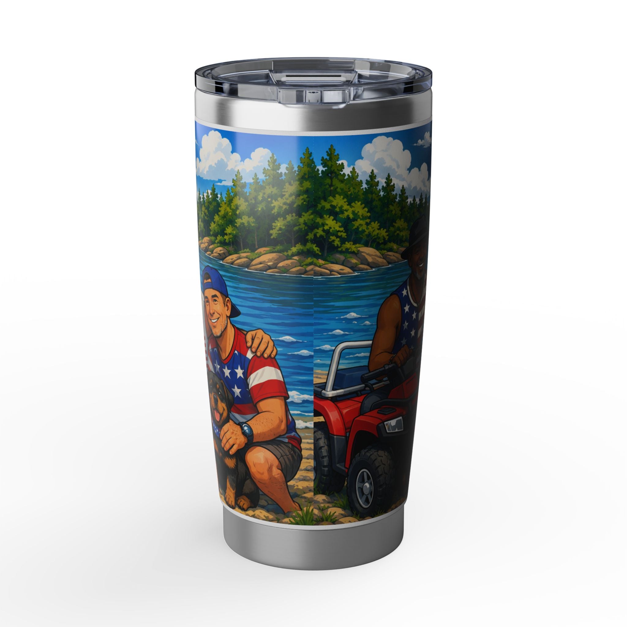K-9 Famliy Beach Trip Tumbler — 'Living on Beach Time' Insulated 20oz Travel Cup