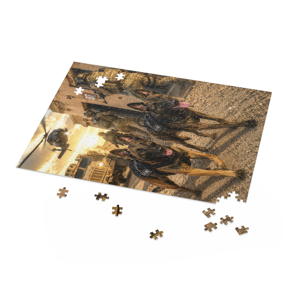 Military Working Dogs Puzzle — Tactical K9 Scene (120/252/500-Piece)