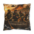 Outdoor Pillow — "Courage Under Fire" Military Rescue Scene
